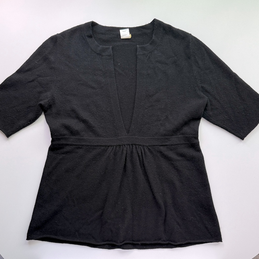 J. Crew Black Empire Waist Cashmere Short Sleeve Sweater Medium